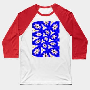 Cute Blue Floral Pattern Baseball T-Shirt